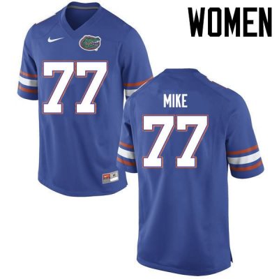 Women's Florida Gators #77 Andrew Mike NCAA Nike Blue Authentic Stitched College Football Jersey VFB6762NJ